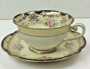 ̵ۥåʡĴƫơΥ꥿եѥ󥯥饦ХåץƥåץVintage Noritake China Rita Floral Pattern M Crown Backstamp Tea Cup & Saucer