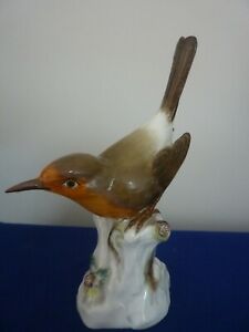 ̵ۥåʡĴƫޥ󼧴ӥСɥե奢ե奢 MEISSEN PORCELAIN ROBIN BIRD FIGURINE FIGURE 15cms