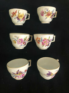 【送料無料】キッチン用品・食器・調理器具・陶器　花柄のつの世紀ティーカップのマイセンセットMeissen Set of Six 19th century Tea Cups in Floral Pattern