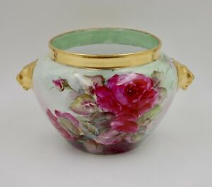 ̵ۥåʡĴƫƥ⡼ץ󥿡ǥ˥ANTIQUE LIMOGES ROSES HAND PAINTED PORCELAIN PLANTER JARDINIERE VASE