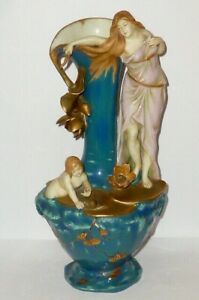 【送料無料】キッチン用品・食器・調理器具・陶器　旧シュワルザザールバーンアールヌーボー花瓶磁器のフィギュアOld Schwarza Saalbahn Art Nouveau Vase Porcelain Figurine