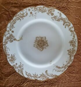 【送料無料】キッチン用品・食器・調理器具・陶器　フランク・ハビランド・シンサラダプレートホタテゴールドトリムエッジリモージュフランスFrank Haviland Chine 8.5” Salad Plate Scalloped Gold Trim Edge Limoges France