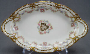 【送料無料】キッチン用品・食器・調理器具・陶器　ハビランド・リモージュ・シュライガーダブルゴールドボウレリッシュHaviland Limoges Schleiger 597 A Double Gold Bows Relish Circa 1903 - 1925