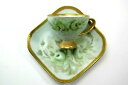 yzLb`piEHEE@Be[WTC̒hO[[Yt[eB[Jbv\[T[ZbgVintage Signed China Hand Painted GREEN ROSES Floral Teacup &amp; Saucer Set