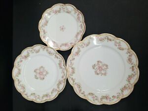 ̵ۥåʡĴƫϥӥɡ⡼奴ɥԥ󥯥åץɥǥʡӥե󥹥åHaviland Limoges 71 Gold Pink Rose Scalloped Dinner Service France Set