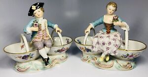 hokushin㤨̵֡ۥåʡĴƫƥޥ󼧴ե륫åץХåȱȥ祦Antique 19th C. Meissen Porcelain Figural Couple on Baskets Salt & Pepper DishesפβǤʤ261,980ߤˤʤޤ