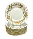【送料無料】キッチン用品・食器・調理器具・陶器　ミントンイングランド磁器ディナープレート、年頃。ギルト・ヴァイン・リーフ12 Minton England Porcelain Dinner Plates, circa 1930. Gilt Vine Leaves