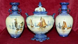 【送料無料】キッチン用品・食器・調理器具・陶器　アンティークロイヤルクラウンダービー磁器花瓶ディーンハンドペイントAntique Royal Crown Derby Porcelain Vases W E J Dean Hand Painted X 3