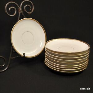 ̵ۥåʡĴƫꥹ쥸ʥ˥ɥꥷ㥭KPM Krister Silesia Venus China Set 10 Saucers 1921-1927 Gold Greek Key on White