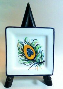 【送料無料】キッチン用品・食器・調理器具・陶器　手描きのピーコックフェザーディッシュ表示または保..