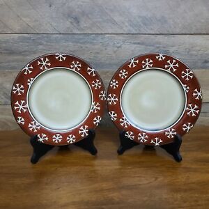 ̵ۥåʡĴƫ֥󥨥꡼ѤΥե졼ꥹޥץ졼ȤΥåSet of 2 Gibson Elite Rustic Snow Flake Christmas/Holiday 8 Salad Plates