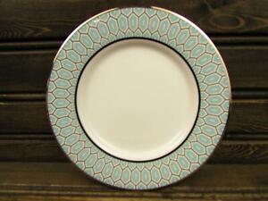 【送料無料】キッチン用品・食器・調理器具・陶器　クララアクアバイレノックスソーサープレートグラックスタイン幾何学模様アクアプラチナリムClara Aqua by Lenox Saucer Plate Gluckstein Geometric Aqua Platinum Rim b300