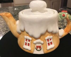 【送料無料】キッチン用品・食器・調理器具・陶器 レフトンティーポット雪のクリスマスコテージリースLefton teapot snowy Christmas cottage Wreath