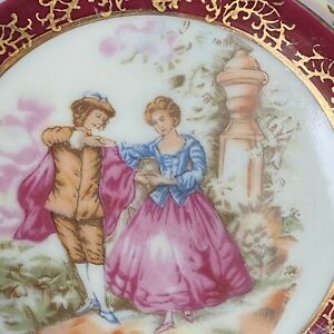 【送料無料】キッチン用品・食器・調理器具・陶器　プリティヴィンテージ磁器キャビネットティープレート光沢釉薬求愛カップル恋人Pretty Vintage Porcelain Cabinet Tea Plate Lustre Glaze - Courting Couple/Lovers 2