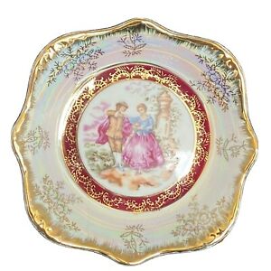 【送料無料】キッチン用品・食器・調理器具・陶器　プリティヴィンテージ磁器キャビネットティープレート光沢釉薬求愛カップル恋人Pretty Vintage Porcelain Cabinet Tea Plate Lustre Glaze - Courting Couple/Lovers(3)