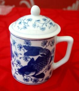 【送料無料】キッチン用品・食器・調理器具・陶器　魚柄蓋付きマグカップFish Pattern Lidded Mug (16)