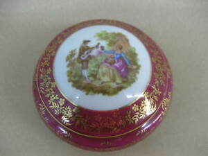 ̵ۥåʡĴƫơ⡼弧ȶȢѥåݥå?ե饴ʡɥݥåVintage Limoges Porcelain Trinket Box / Patch Pot ~ Fragonard Lovers Lidded Pot