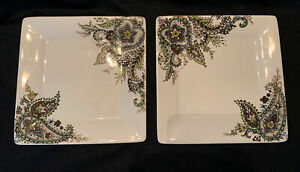 【送料無料】キッチン用品・食器・調理器具・陶器　卓上ギャラリースクエアディナープレート中国アンジェラパターンセットTabletops Gallery 10.5” Square Dinner Plate　China Angela Pattern Set of 2 EuC