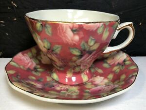 ̵ۥåʡĴƫ̤ʾˤäꤵ줿ƥåץѥǥTea Cup Saucer Set By A Special Place 2004 Rose Pattern Design EUC