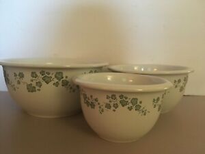 ̵ۥåʡĴƫơ륭ͥƥ󥰥ܥ륻åȥȥӡѥVintage Corelle Callaway Nesting Bowls Set of 3 Quart size 1,2,&3 Ivy Patter