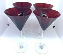 【送料無料】キッチン用品・食器・調理器具・陶器　ルビーレッドブローングラスマティーニカクテルグラスセットのレノックスホリデー宝石Lenox Holiday Gems In Ruby Red Blown Glass Martini Cocktail Glasses Set Of 4
