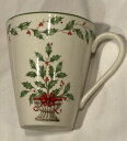 【送料無料】キッチン用品・食器・調理器具・陶器　ヴィンテージレノックスホリデーコーヒーカップマグカップとホリークリスマスツリーを骨壷に。Vintage Lenox HOLIDAY Coffee Cup Mug With Holly Christmas Tree In A Urn.