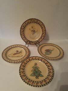 ̵ۥåʡĴƫꥹޥۥǡǥȥץ졼ȥޡåȥ󥿡ΥåSet of 4 Christmas Holiday 8 Salad/ Dessert Plates Market Centre New