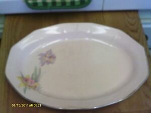 【送料無料】キッチン用品・食器・調理器具・陶器　アトラスグローブチャイナブロードウェイローズピンクみすぼらしいコテージオーバルプラッターAtlas Globe China A-G C Co Broadway Rose Pink Shabby Cottage Oval Platter 13.5