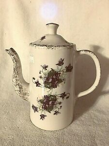 【送料無料】キッチン用品・食器・調理器具・陶器　ハンプトンチャイナビクトリアンバイオレットパターンコーヒーポットHampton China Victorian Violets Pattern Coffee Pot