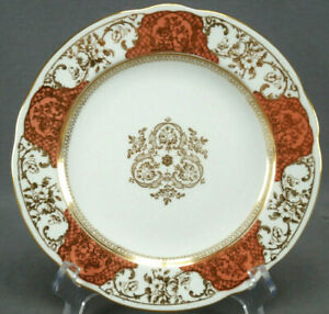 ̵ۥåʡĴƫåɥԥ󥯥ɥե륹ץ졼ǯWedgwood Y5520 Pink & Gold Floral Scrollwork Luncheon Plate Circa 1900