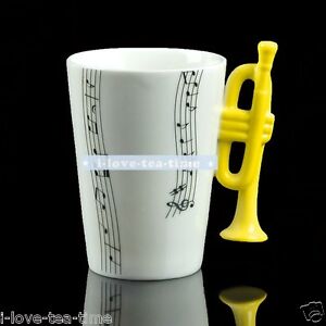 楽天hokushin【送料無料】キッチン用品・食器・調理器具・陶器　磁器イエロートランペット音楽ノートコーヒーカップマグカップの結婚式のプレゼントの使用Porcelain Yellow Trumpet Music Note Coffee Cup Mug Wedding present Gifts Use