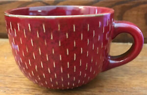 【送料無料】キッチン用品・食器・調理器具・陶器　ラフヒューンステッチレンガ赤ジャンボカップオンス..