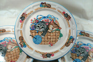 キッチン用品・食器・調理器具・陶器　ティエンシャンストーンウェアフレンズディナープレートと子猫のセットSet of 3 Tienshan Stoneware Purrfect Friends Dinner Plates with Kittens