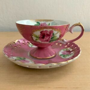 【送料無料】キッチン用品・食器・調理器具・陶器　ヴィンテージレフトン中国ゴールドトリムカップソーサーハンドペイントパターンVintage Lefton China Gold Trimmed Cup &amp; Saucer Hand Painted Pattern 20533