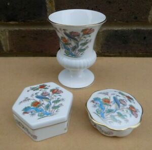 【送料無料】キッチン用品・食器・調理器具・陶器　ウェドグウッド九谷クレーンウルン花瓶装身箱WEDGWOOD Kutani Crane Urn Vase & 2 Trinket Boxes