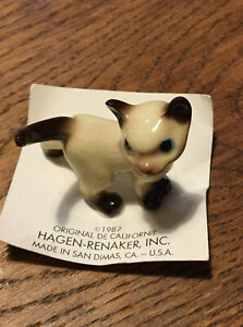 キッチン用品・食器・調理器具・陶器　ヴィンテージ年代甘いミニチュア中国猫シャムハーゲン?レナカーアメリカカリフォルニアVintage 80s Sweet Miniature China Cat Siamese Hagen-Renaker 1987 USA California