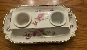 【送料無料】キッチン用品・食器・調理器具・陶器　アンティーク磁器骨中国ピンクローズキャビア調味料..