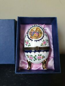 ̵ۥåʡĴƫ⡼ե󥹼ȶܥåեȥܥåNew Limoges France Hand Painted Egg Trinket Box onFeet Boxed