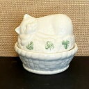 yzLb`piEHEE@x[EAChNLOQLIoXPbglXgPbg{bNX2007 Belleek Ireland 100th Anniversary Sleeping Cat on Basket Nest Trinket Box