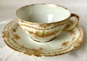 【送料無料】キッチン用品・食器・調理器具・陶器　アンティークセオドアハヴィランドリモージュスモールカップソーサーシュライガードーブc1895 ANTIQUE THEODORE HAVILAND LIMOGES SMALL CUP & SAUCER, SCHLEIGER 611B DA