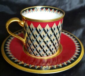 【送料無料】キッチン用品・食器・調理器具・陶器　ノリータクスタジオコレクションデミタッセカップソーサーヘビーゴールド、ジオメトリック、レッドNORITAKE STUDIO COLLECTION Demitasse Cup & Saucer Heavy Gold, GEOMETRIC