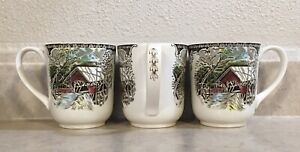 ̵ۥåʡĴƫ󥽥֥饶եɥ꡼ӥåС֥åޥåץåJohnson Brothers THE FRIENDLY VILLAGE Covered Bridge 3 7/8 MUGS Lot of 3