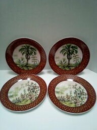 【送料無料】キッチン用品・食器・調理器具・陶器　ゴディンガートロピカルパームツリーサラダデザートプレートプレートセットI. GODINGER &amp; CO Tropical Palm Tree 7-5/8 Salad / Dessert Plate Plates Set of 4