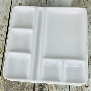 【送料無料】キッチン用品・食器・調理器具・陶器 主な成分オールホワイトストーンウェアセクションスクエア寿司プレートセットThe Main Ingredient ALL WHITE Stoneware Six Section Square Sushi Plates Set of 4