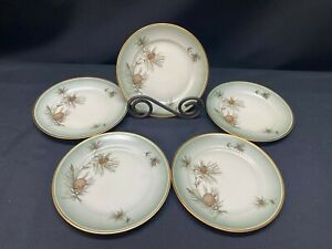 【送料無料】キッチン用品・食器・調理器具・陶器　ローゼンタール「パインニードル」グリーンフェードゴールドリムセットパンプレートRosenthal PINE NEEDLES Green Fade / Gold Rim　~ Set of 5 ~ Bread Plates