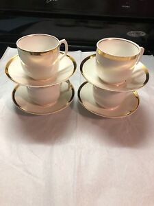 【送料無料】キッチン用品・食器・調理器具・陶器　ティーカップのヴィンテージリモージュセットソーサー。Vintage Limoges Set Of 4 Tea Cups Snd Saucers.