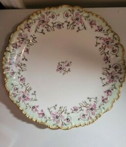 ̵ۥåʡĴƫơ⡼ե󥹥ǥʡץ졼ȥץåΥå֤Υ饦Vintage Limoges France Cake Dinner Plate Platter Gilded Gold Edge Floral Round