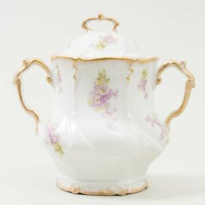 【送料無料】キッチン用品・食器・調理器具・陶器　フランスのヴィンテージリモージュラージゴールドトリムマゼンタフラワーシュガーポットトールVintage Limoges of France Large Gold Trim &amp; Magenta Flowers Sugar Pot 6.5