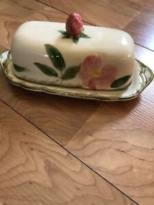 【送料無料】キッチン用品・食器・調理器具・陶器　フランシスコ会ヴィンテージデザートローズカバーバター皿Franciscan Vintage Desert Rose Covered Butter Dishのサムネイル