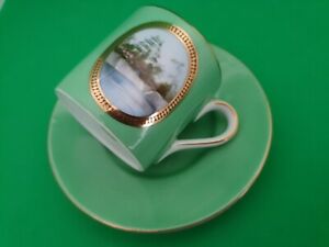 ̵ۥåʡĴƫ̾ŲΥ꥿ҡ̤ȥ RARE THE NAGOYA CASTLE HAND PAINTED NORITAKE COFFEE CAN AND SAUCER